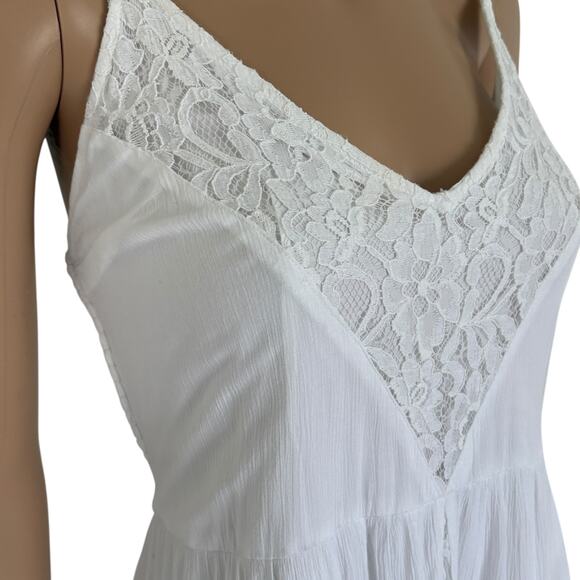 Abercrombie & Fitch White Y2K Lace Midi Dress Boho Coastal Cottagecore Prairie - Picture 4 of 11